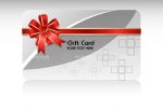 Grey, White and Silver Gift Card with Red Bow